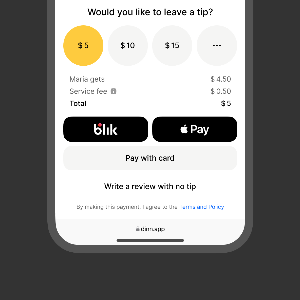 Dinn Tips pay view